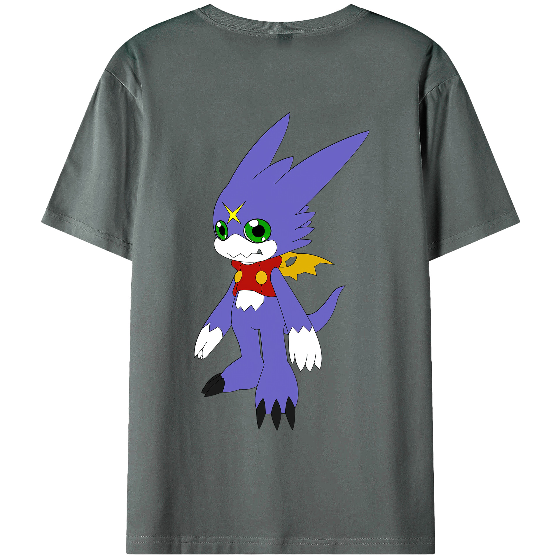 （画像用） Digimon デジタルモンスター/デジモン 綿100％ メンズ半袖Tシャツ（バックプリント） 通気性
